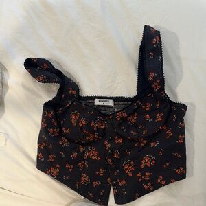 Rumored Black and Orange Smocked Top